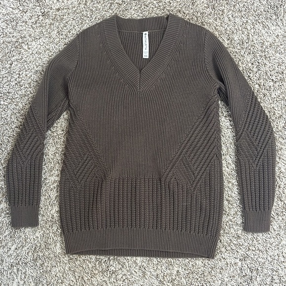 Athleta Sweater Oversized Repreve Teton Woven Knit Brown size XX Small - Picture 6 of 10